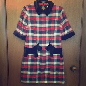 Modcloth Scotty Dogs Plaid Collared Shift Dress